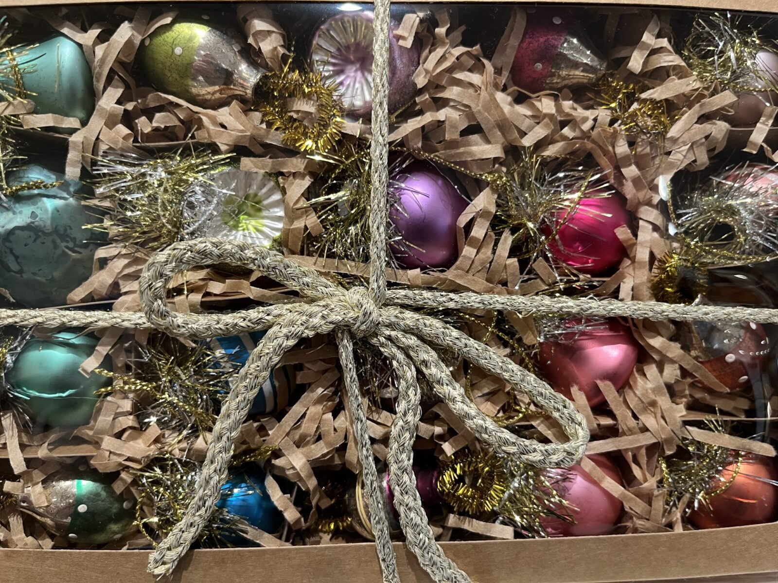 Christmas ornaments hanging on a tree